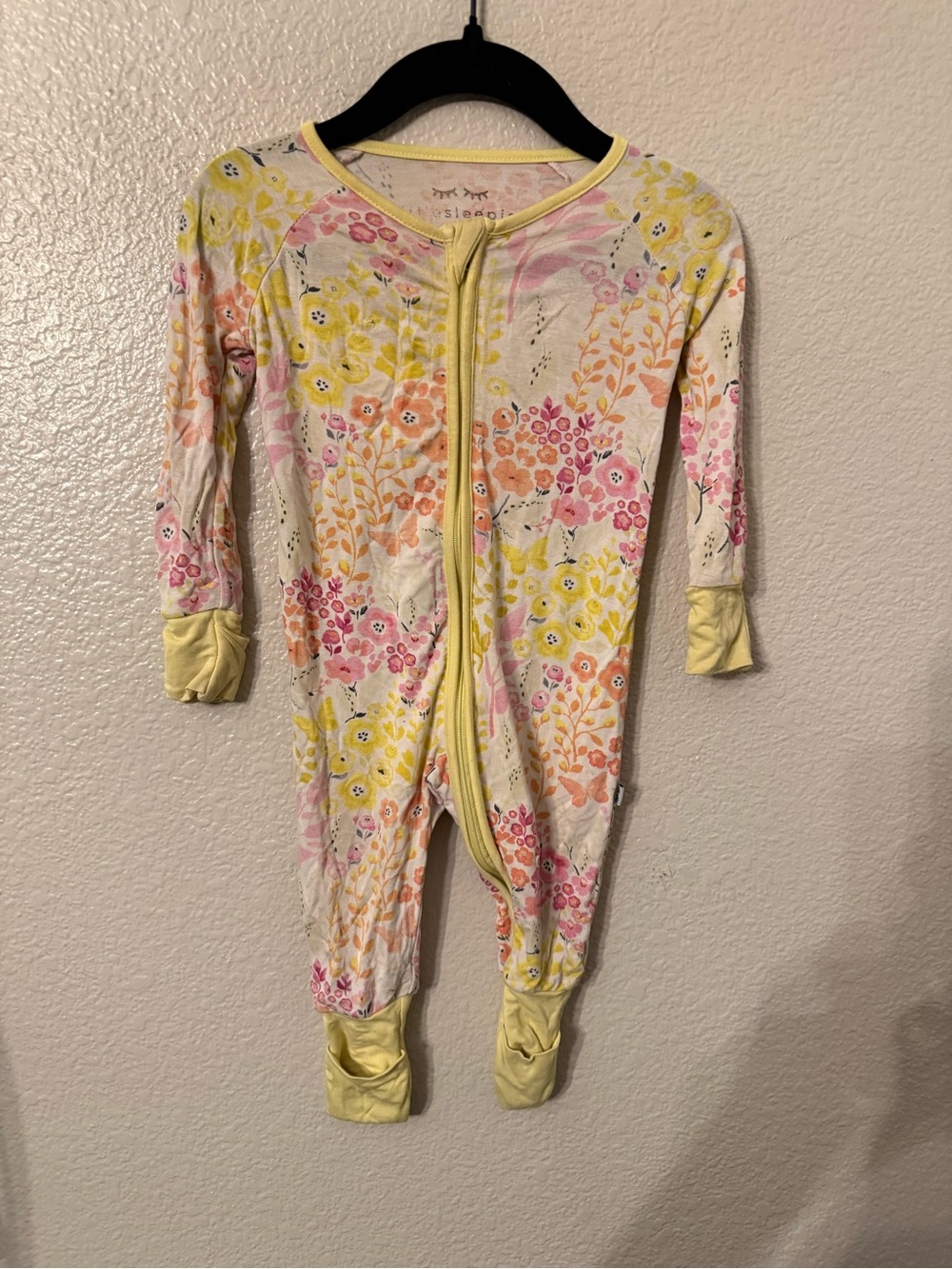 Little Sleepies Floral Footed One-Piece in Yellow, Pink & Cream